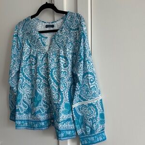 La Plage Blue Paisley Cotton Top